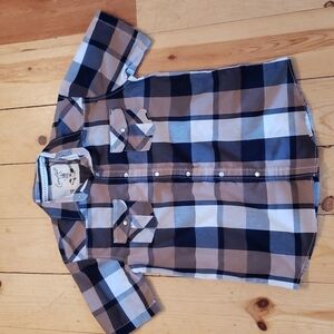 Coastal small pearl button down plaid shirt